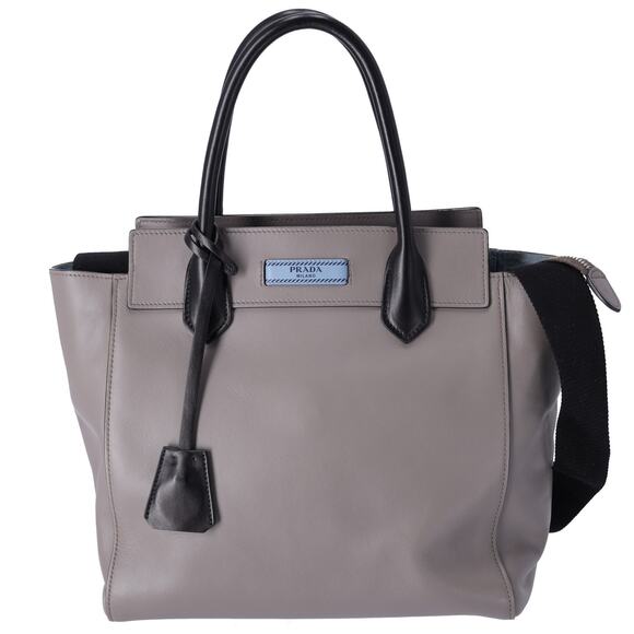 Prada City Etiquette Tote Grey Calf Leather - Picture 1 of 8